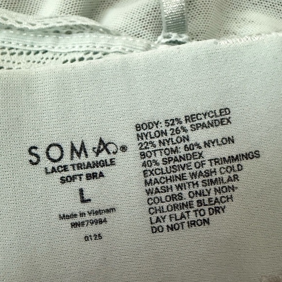 Soma Triangle Soft Bralette with Lace Wireless Light Blue Size Large - Picture 4 of 11
